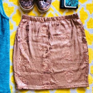 DONATED Sequin Skull Mini Skirt